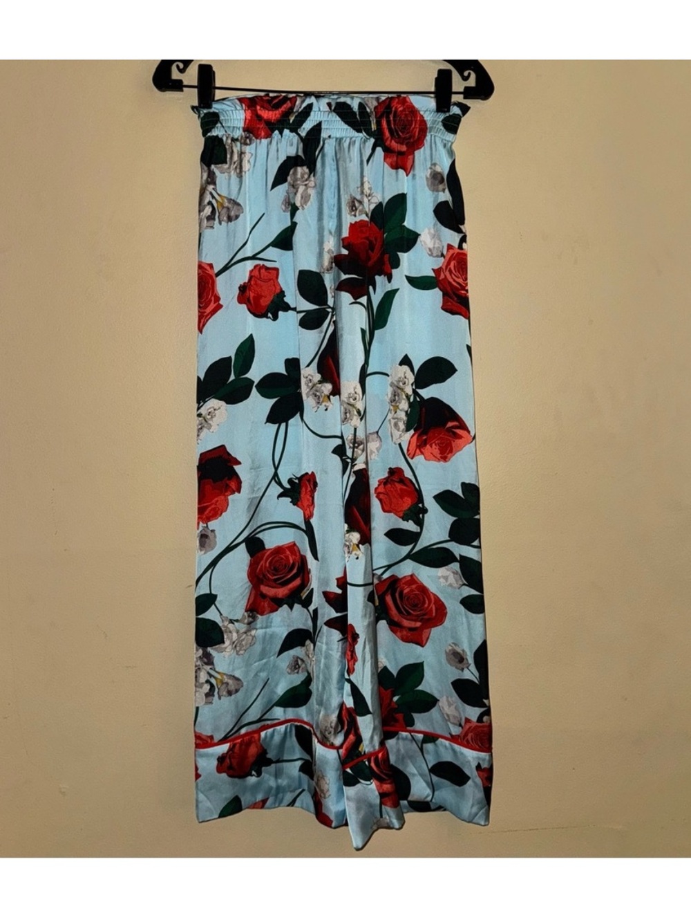 Alice + Olivia Blue Elba Floral Crop Satin Pull On Pants Size XS - Picture 5 of 12